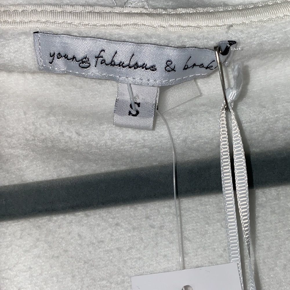 Young Fabulous & Broke White Drawstring Oversized Hooded Jacket - Picture 6 of 11